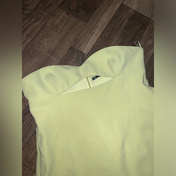 Zara cutout strapless spring yellow cocktail formal dress XL NWOT blogger fav!! - Picture 6 of 9